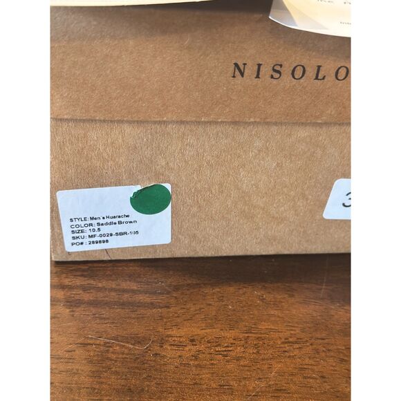 Nisolo Mens 10.5 Saddle Brown color Leather Huarache New in Box - Picture 6 of 7